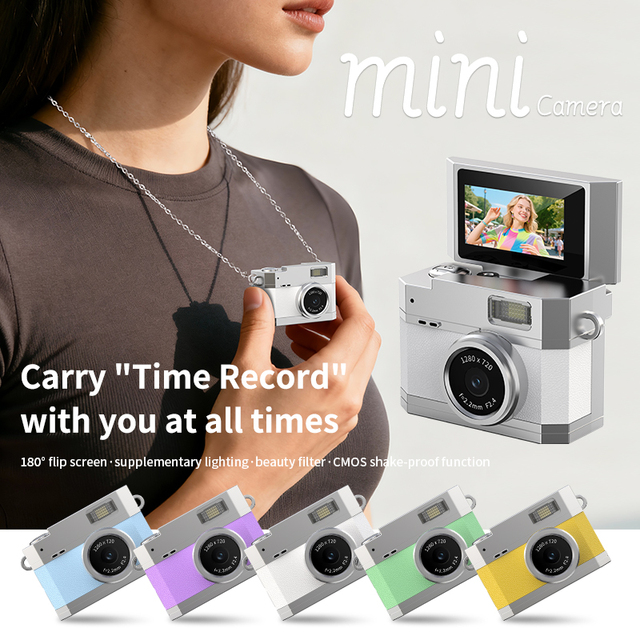 Mini Thumb Digital Camera Flip Screen Retro CCD Camera 720P Keychain Sports Camera Portable Vlog Cam OEM ODM Factory