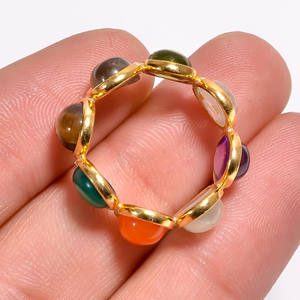 Anillo de piedras preciosas mixtas de Plata de Ley 925, piedra Natural de corte ovalado chapado en oro, clásico para boda, compromiso, fiesta, regalo de joyería - Product Image 3