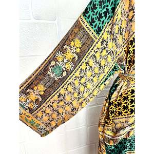 Recycled Vintage Silk Sari <b>Robe</b> Boho Floral Print Dressing Gown <b>Beach</b> Coverup or Bridesmaid Anniversary Gift - Product Image 4