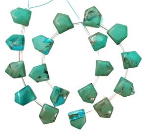 Juego de 18 piezas de alta calidad, piedras preciosas de crisocola naturales, forma de pentágono suave, cuentas de Briolette, soporte de mayorista indio verde - Product Image 1