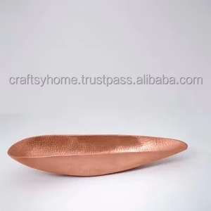 Kitchen & Table Top Aluminum Oval Dish Hammered Natrual Copper Color <b>Tray</b> & Platter for Serving and Decoration Handmade - Product Image 3