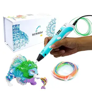 Ручка для 3D-печати P1 с дисплеем включает в себя 3D-ручку, 3 начальных цвета, трафарет из плит-нити, книга + руководство по проекту и зарядное устройство