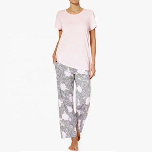 <b>Short</b> Sleeve Knitting Floral Loungewear <b>Pyjamas</b> <b>Women</b> Sets Home Sleepwear Two Piece Cotton Pajamas <b>Women</b> Pakistan - Product Image 4