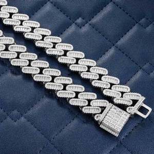 18MM 925 Sterling <b>Silver</b> Gold Plated 32 Carat Sparkling Miami Baguette Stone Moissanite Cuban Link Chain Hip Hop Party <b>Bracelet</b> - Product Image 3