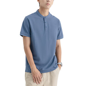 Camiseta Polo de Punto Acanalado con Botones para Hombre al por Mayor, con Puños Ajustados, Cuello Casual Holgado, con MOQ Bajo - Product Image 1