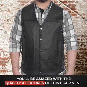Chaleco de hombre de mejor estilo hecho a medida último diseño de moda impermeable a prueba de viento ajustable transpirable nuevo diseño moto cuero - Product Image 6