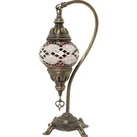 Lampe de bureau en mosaïque de bronze ottoman turc rustique faite à la main pour chambre à coucher, lumière LED en verre teinté, taille moyenne, CRI 95, 5000K