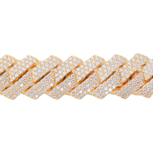 Pulsera de tres filas de diamantes de corte brillante redondo cultivado en laboratorio chapado en oro de 14 quilates Unisex estilo Hip Hop cadena fina y regalo de joyería de eslabones - Product Image 2