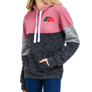 Sudadera con capucha de cuello redondo de algodón de gran tamaño de peso pesado 2025 para mujer sudaderas con capucha de bloque de color bordado personalizado para mujer - Product Image 1
