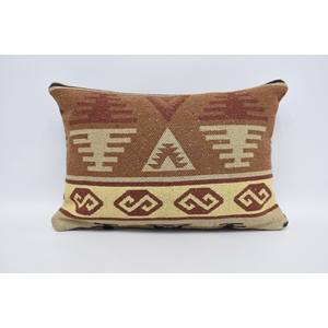 16x24 Inches Brown Southwestern Geometric Wool Pillow Woven Vintage Decorative <b>Cushion</b> Inspired Vintage Southwestern Design - Product Image 1