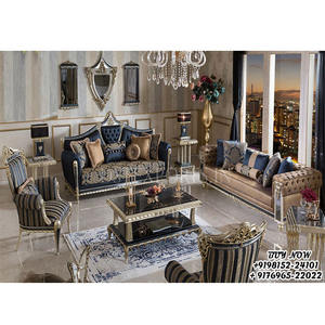 Juego de Sofás de Diseño Moderno y Lujoso para Sala de Estar, Madera Maciza, Tallado a Mano, Estilo Victoriano, Formal, EE. UU. - Product Image 1