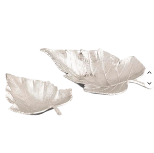 Bandeja de níquel con diseño de hoja de aluminio fundido, bandeja decorativa de boda galvanizada, bandeja de servicio de Metal con forma de hoja - Product Image 3