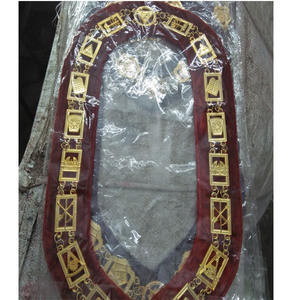 Masonic Royal Arch Chapter Chain Collar Gold Plated on Red Velvet Regalia MASONIC REGALIA SHRINER NEW <b>DRESS</b> METAL CHAIN COLLAR - Product Image 1