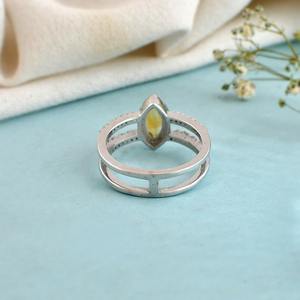 2025 nueva llegada 14K oro Vermeil citrino anillo Marquesa corte 7X7mm amarillo piedra preciosa declaración anillo hecho a mano joyería fina para mujeres - Product Image 5