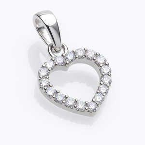 Pendentif minimaliste en forme de cœur en gros, bijoux Rhaya, argent sterling fin plaqué rhodium, zircon, breloques pour femmes, 1,2 g, occasions cadeaux - Product Image 4