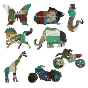 Figuras de Animales de Madera Hechas a Mano, Decoración de Pared, Piezas de Arte, Animales de Madera de Barco Reciclada, Decoración del Hogar, Artesanía Animal - Product Image 2