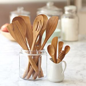 VERSATILE NATURAL TEAK Or Acacia Wooden Kitchen Utensils Set With <b>Spoon</b> Rest Wooden <b>Cooking</b> <b>Spoons</b> Set and Utensils <b>Holder</b> - Product Image 2