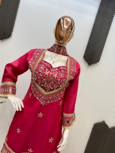 Indien pakistanais belle jolie COSMOS 4 ensemble Sarara avec des couleurs vives fête mariage traditionnel et tenue décontractée ensemble Sharara - Product Image 2