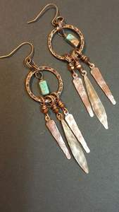 Unique traditional handcrafted copper earrings with beautiful oxidized floral detailing for Indian <b>ethnic</b> occasions - Product Image 6