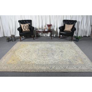 พรมตุรกีขนาดใหญ่ 6.7x9.3 ฟุต (205x284 ซม.) พรมเปอร์เซียสีเหลืองวินเทจ - Product Image 2