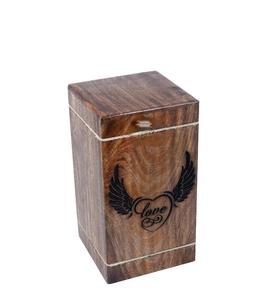 Hardwood Cremation <b>Urns</b> <b>for</b> Human <b>Ashes</b> Adult Large <b>Wooden</b> Burial <b>Urn</b> Columbarium Angel Wing Heart Love Rose 250 Cubic Inches - Product Image 1