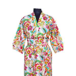 Robe Kimono Longue en Coton Biologique pour Femmes, Vente en Gros, Écologique, avec Ceinture, Saison Printemps - Product Image 3