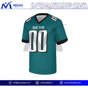 Maillot de football américain personnalisé en gros, impression intégrale, manches courtes, maille respirante de haute qualité, coupe ample pour hommes - Product Image 2