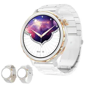 2023 Round Face Smart Watch for Women, Android Compatible, Small Phone Wrist Watch Fitness Tracker Waterproof for Ladies Men wi