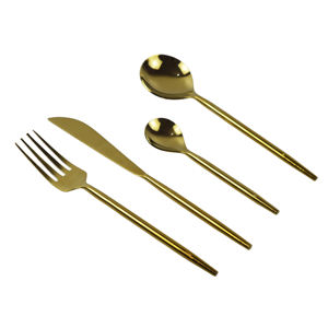 ชุดช้อนส้อมทองโบราณชุบทอง ชุดช้อนส้อมโลหะใหม่สำหรับโรงแรมและร้านอาหาร ช้อนส้อมโลหะ ช้อนและส้อม - Product Image 4