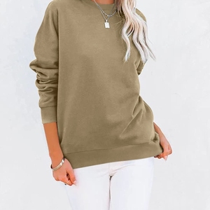 Sudadera de mujer a granel al por mayor, jersey de cuello redondo a rayas, forro polar de algodón, diseño deportivo elegante, aspecto de moda urbana para mujer - Product Image 3