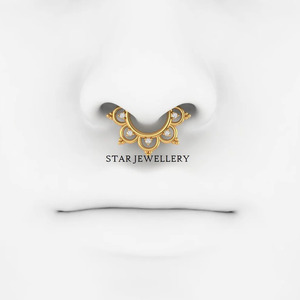 14K Yellow <b>Gold</b> Natural Diamond Daith Piercing Women's Fine Jewelry-Gift - Product Image 4