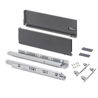Cajón Exterior para Muebles de Cocina Emuca Vertex España, Acero Gris Antracita, Ajuste de Altura 3D (178 mm), Capacidad 60 kg, 500 mm