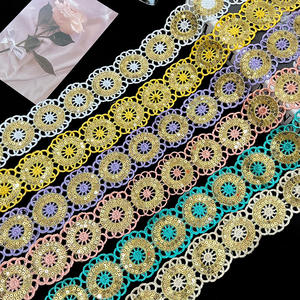 Stile etnico in pizzo solubile in acqua accessori di abbigliamento con 22 colori 4.5cm codice a barre con paillettes per stili di moda - Product Image 5
