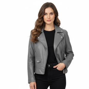 Chaqueta de cuero de alta calidad para mujer OEM proveedor de fábrica al por mayor hecho a medida elegante slim fit biker prendas de vestir exteriores moda moderna - Product Image 1