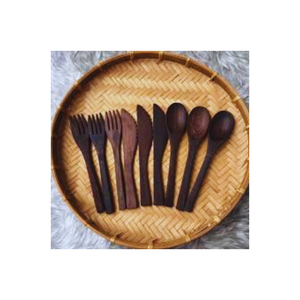 Juego de cucharas de tenedor y cuchillo de madera y bambú ecológico de alta calidad para utensilios de cocina embalaje personalizado del fabricante de Vietnam - Product Image 3