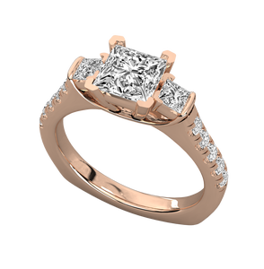 Anillo de Diamantes al por Mayor de Fábrica, Chapado en Oro de 14K, Plata de Ley 925, Corte Princesa, Anillo de Compromiso y Boda Clásico para Mujer - Product Image 1