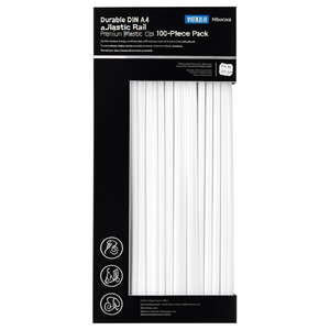Durable DIN A4 Plastic White Clamping Rail 100-Piece Pack Premium Plastic <b>Clips</b> - Product Image 2