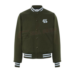 Veste universitaire à la mode pour hommes avec col rayé classique et ourlet veste universitaire de sport personnalisée pour hommes - Product Image 1