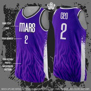 Uniforme de Baloncesto Personalizado al por Mayor, Impresión Digital, Secado Rápido, Transpirable, 100% Poliéster, Camiseta de Baloncesto sin Mangas - Product Image 4
