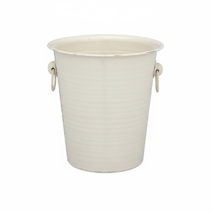 Seau à glace en argent antique, forme ronde, fait à la main, refroidisseur à vin, seau à glace de table avec poignée - Product Image 6