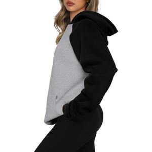 Trendy Women Oversized <b>Hoodie</b> Casual Pullover Sweatshirt <b>Velour</b> Soft Long Sleeve Cozy Loose Fit Streetwear Front Logo - Product Image 3
