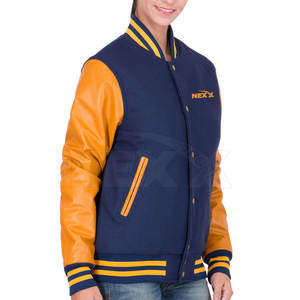 High Quality Women's Letterman Jacket for Winter Breathable Design with <b>Covered</b> <b>Button</b> Plain Dyed and Finished Processing - Product Image 5