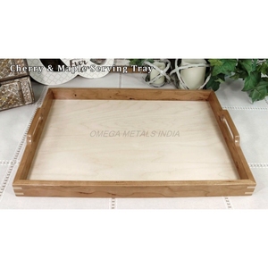 Plateau en bois au design élégant de couleur marron riche avec forme rectangulaire en bois de mangue et d'acacia durable pour le service - Product Image 4