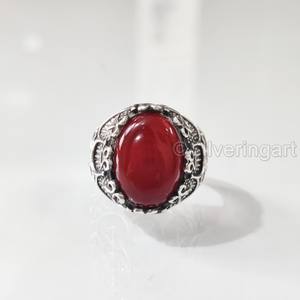 Anillo para hombre al por mayor Piedra preciosa de ónix rojo natural Anillo de piedra natal de Diciembre Todos los tamaños Joyería oriental árabe Anillo de plata esterlina 925 - Product Image 4