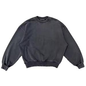 Hip Hop Distressed Crew Neck Cropped Sweatshirts Logo personnalisé Poids moyen Coton Vintage Washed Streatwear Sweat pour hommes - Product Image 2