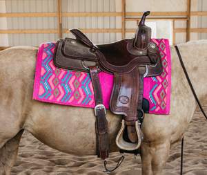 Vente en gros équestre 100% tapis de selle Western en feutre de laine mérinos avec design tissé coloré - Product Image 4