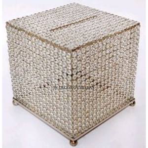 Juego de 3 cajas de acrílico de calidad superior con bordes de metal recubiertos de polvo de color negro para regalos de boda obsequios de la India - Product Image 2