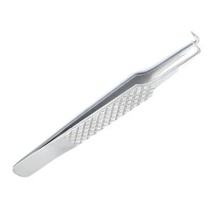 Pince à épiler en L à pointe fine pour cils, en acier métallique finition Dall, avec taille personnalisée, vente en gros - Product Image 2