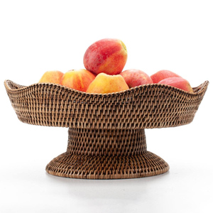 Corbeille à fruits en rotin naturel avec pieds, panier de rangement pour garde-manger, petit récipient peu profond - Product Image 3