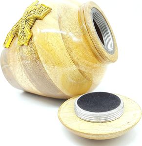 Urna de Cruz Celta de madera hecha a mano para cenizas humanas adultas con bolsa de terciopelo Urnas de cremación para cenizas Urnas decorativas-(Cruz dorada) - Product Image 6